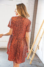 Load image into Gallery viewer, Rust Spotted Leopard Babydoll Pocketed Swing Dress
