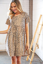 Load image into Gallery viewer, Taupe Spotted Leopard Babydoll Pocketed Swing Dress
