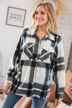 Load image into Gallery viewer, Black Yarn Dyed Plaid Oversized Pocketed Shacket
