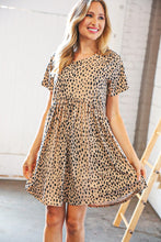 Load image into Gallery viewer, Taupe Spotted Leopard Babydoll Pocketed Swing Dress
