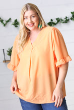 Load image into Gallery viewer, Peach Bell Sleeve V Neck Crepe Top
