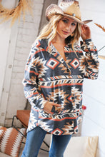 Load image into Gallery viewer, Black Brushed Aztec Oversized Pocketed Shacket
