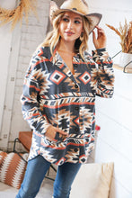 Load image into Gallery viewer, Black Brushed Aztec Oversized Pocketed Shacket
