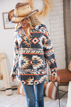 Load image into Gallery viewer, Black Brushed Aztec Oversized Pocketed Shacket
