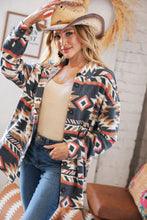 Load image into Gallery viewer, Black Brushed Aztec Oversized Pocketed Shacket
