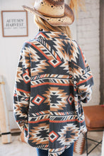 Load image into Gallery viewer, Black Brushed Aztec Oversized Pocketed Shacket
