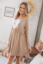 Load image into Gallery viewer, Taupe Hacci Dot Foil Babydoll Pocketed Dress
