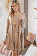 Load image into Gallery viewer, Taupe Hacci Dot Foil Babydoll Pocketed Dress
