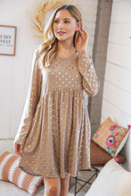 Load image into Gallery viewer, Taupe Hacci Dot Foil Babydoll Pocketed Dress
