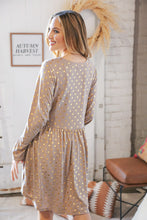 Load image into Gallery viewer, Taupe Hacci Dot Foil Babydoll Pocketed Dress
