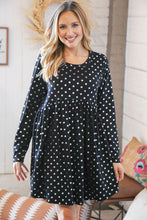 Load image into Gallery viewer, Black Hacci Dot Foil Babydoll Pocketed Dress
