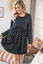 Load image into Gallery viewer, Black Hacci Dot Foil Babydoll Pocketed Dress
