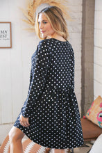 Load image into Gallery viewer, Black Hacci Dot Foil Babydoll Pocketed Dress
