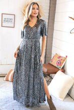 Load image into Gallery viewer, Silver Sequin Flutter Sleeve Side Slit Maxi Dress
