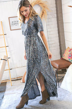 Load image into Gallery viewer, Silver Sequin Flutter Sleeve Side Slit Maxi Dress
