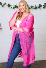 Load image into Gallery viewer, Fuchsia Crochet Lace Scallop Kimono
