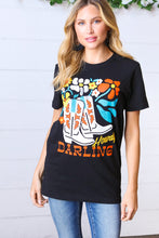 Load image into Gallery viewer, Black Cotton HOWDY DARLING Graphic Tee
