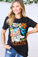 Load image into Gallery viewer, Black Cotton HOWDY DARLING Graphic Tee
