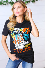 Load image into Gallery viewer, Black Cotton HOWDY DARLING Graphic Tee
