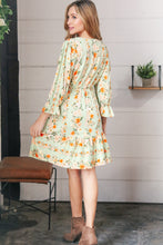 Load image into Gallery viewer, Mint Floral Stripe Surplice Neck Ruffle Dress
