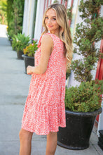 Load image into Gallery viewer, Coral Ditzy Floral Tie Knot Shoulder Tiered Dress
