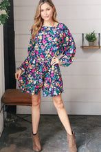 Load image into Gallery viewer, Navy Floral Challis Woven Romper
