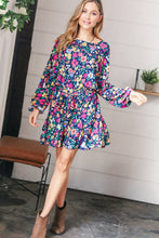 Load image into Gallery viewer, Navy Floral Challis Woven Romper
