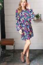 Load image into Gallery viewer, Navy Floral Challis Woven Romper
