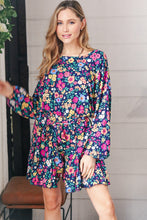 Load image into Gallery viewer, Navy Floral Challis Woven Romper
