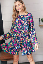 Load image into Gallery viewer, Navy Floral Challis Woven Romper
