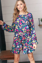 Load image into Gallery viewer, Navy Floral Challis Woven Romper
