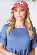 Load image into Gallery viewer, Rust Tangerine Cotton "MAMA" Adjustable Baseball Cap
