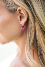 Load image into Gallery viewer, Fuchsia Mini Enamel Hoop Earrings
