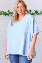 Load image into Gallery viewer, Baby Blue Woven V Neck Dolman Short Sleeve Top
