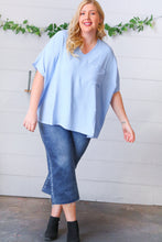 Load image into Gallery viewer, Baby Blue Woven V Neck Dolman Short Sleeve Top
