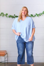 Load image into Gallery viewer, Baby Blue Woven V Neck Dolman Short Sleeve Top
