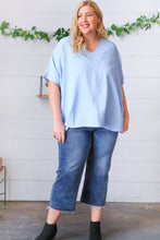 Load image into Gallery viewer, Baby Blue Woven V Neck Dolman Short Sleeve Top
