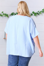 Load image into Gallery viewer, Baby Blue Woven V Neck Dolman Short Sleeve Top
