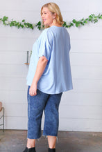 Load image into Gallery viewer, Baby Blue Woven V Neck Dolman Short Sleeve Top
