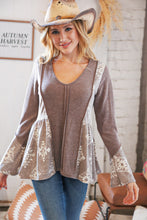 Load image into Gallery viewer, Eggplant Aztec Tribal Bell Sleeve Babydoll Top
