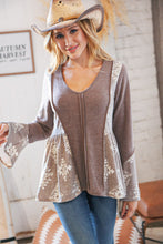 Load image into Gallery viewer, Eggplant Aztec Tribal Bell Sleeve Babydoll Top
