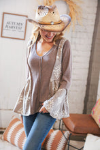 Load image into Gallery viewer, Eggplant Aztec Tribal Bell Sleeve Babydoll Top
