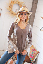 Load image into Gallery viewer, Eggplant Aztec Tribal Bell Sleeve Babydoll Top
