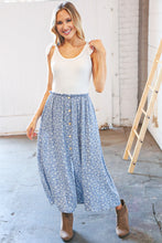 Load image into Gallery viewer, Cream/Denim Two Fer Slit Frill Button Detail Maxi Dress
