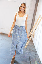 Load image into Gallery viewer, Cream/Denim Two Fer Slit Frill Button Detail Maxi Dress
