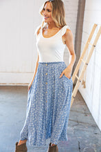 Load image into Gallery viewer, Cream/Denim Two Fer Slit Frill Button Detail Maxi Dress
