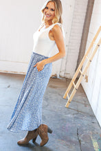 Load image into Gallery viewer, Cream/Denim Two Fer Slit Frill Button Detail Maxi Dress
