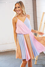 Load image into Gallery viewer, Pink/Blue Rayon Ditzy Floral Surplice Sleeveless Dress
