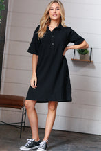 Load image into Gallery viewer, Black Cotton Placard Yoke Midi Dress
