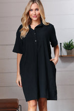 Load image into Gallery viewer, Black Cotton Placard Yoke Midi Dress
